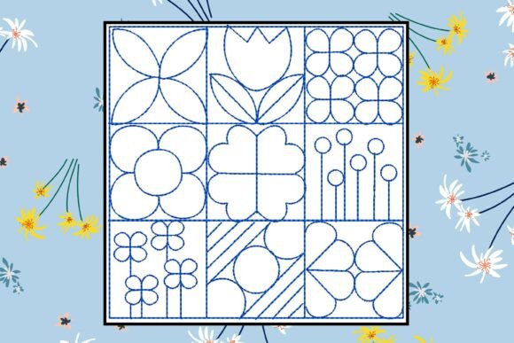 Geometric Nine Squares-Flowers & Circles