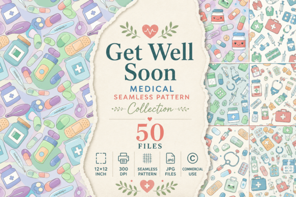 Get Well Soon Medical Seamless Pattern Collection