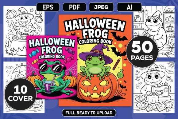 Halloween Frog Coloring Book Bundle
