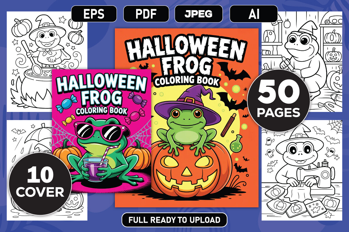 Halloween Frog Coloring Book Bundle