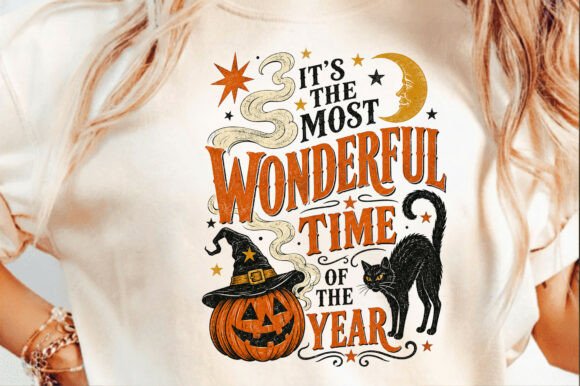 Halloween Most Wonderful Time Witchy Cat