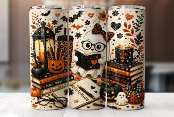 Halloween Teacher 20oz Tumbler Wrap PNG
