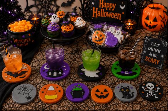 Halloween Cup Coaster 3D Print Pack | STL & 3MF Files - Image 2