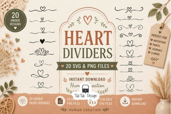 ❤️ Hand Drawn Heart Divider SVG PNG
