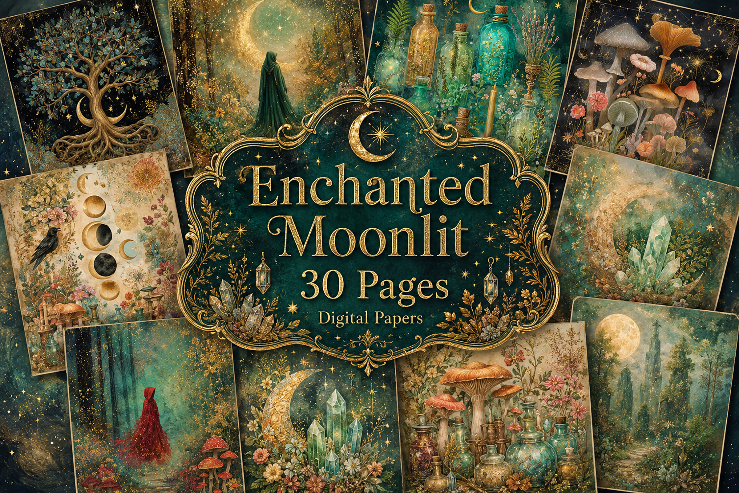 Mystical Forest Junk Journal Papers