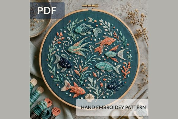 Ocean Fish Hand Embroidery Pattern PDF