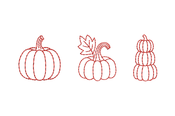 Pumpkin Outline Redwork Bundle