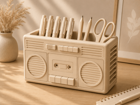 Retro Boombox Desk Organizer STL | Vintage 3D Print Cache - Image 4