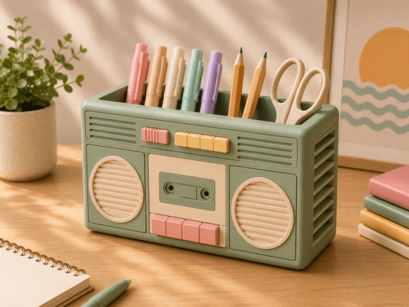 Retro Boombox Desk Organizer STL | Vintage 3D Print Cache - Image 5