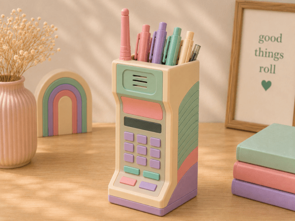 Retro Mobile Phone Pen Holder STL | 3D Printable Desk Organizer - Image 2
