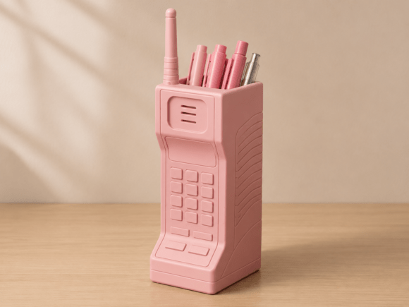 Retro Mobile Phone Pen Holder STL | 3D Printable Desk Organizer - Image 3