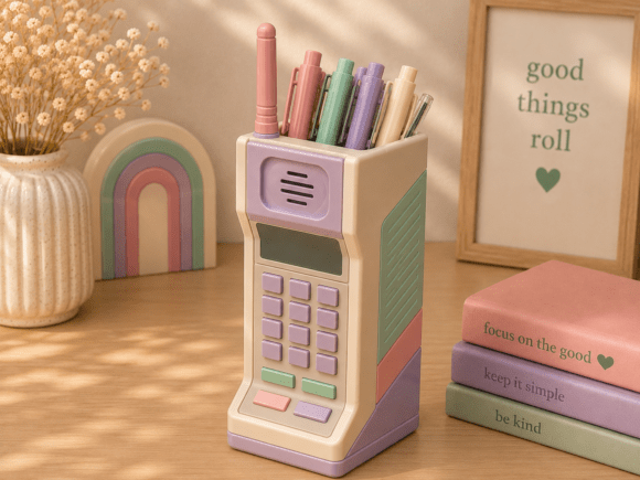 Retro Mobile Phone Pen Holder STL | 3D Printable Desk Organizer - Image 4