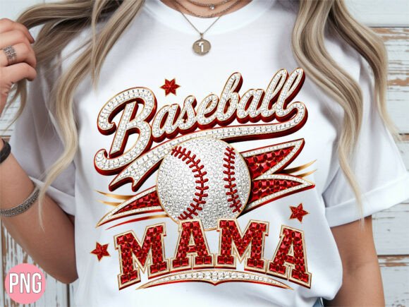 Rhinestone Baseball Mama PNG Tshirt