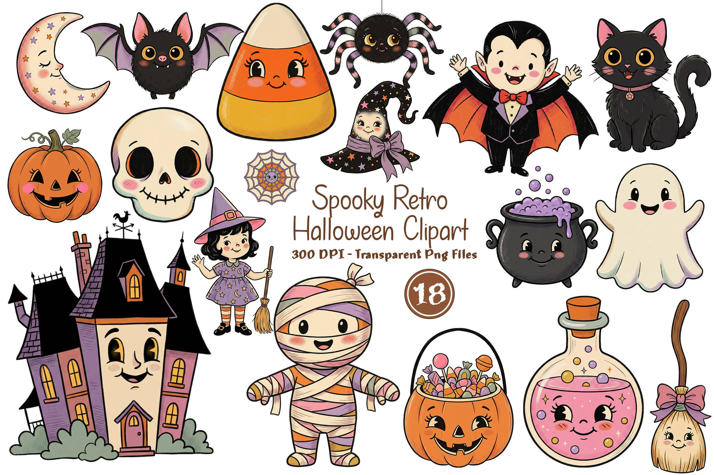 Spooky Retro Halloween Clipart