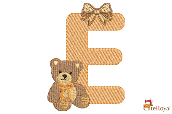 Teddy Bear Monogram Letter E – 6 Sizes