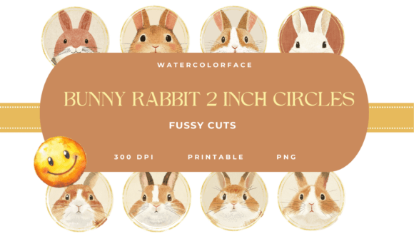 Bunny Rabbit 2 Inch Circle Fussy Cuts