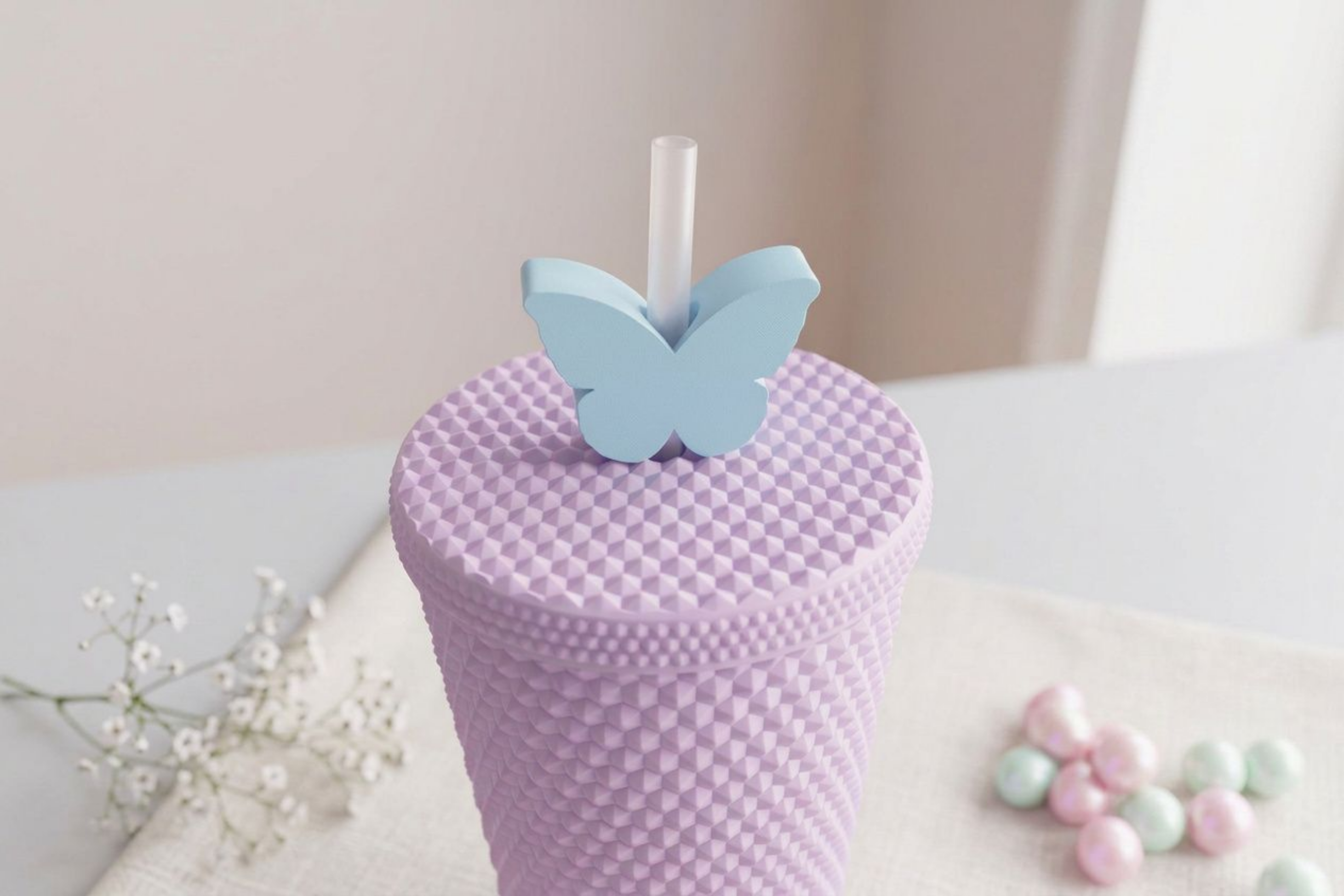 Butterfly Straw Topper STL - 3 Sizes for Tumblers & Cups - Image 3