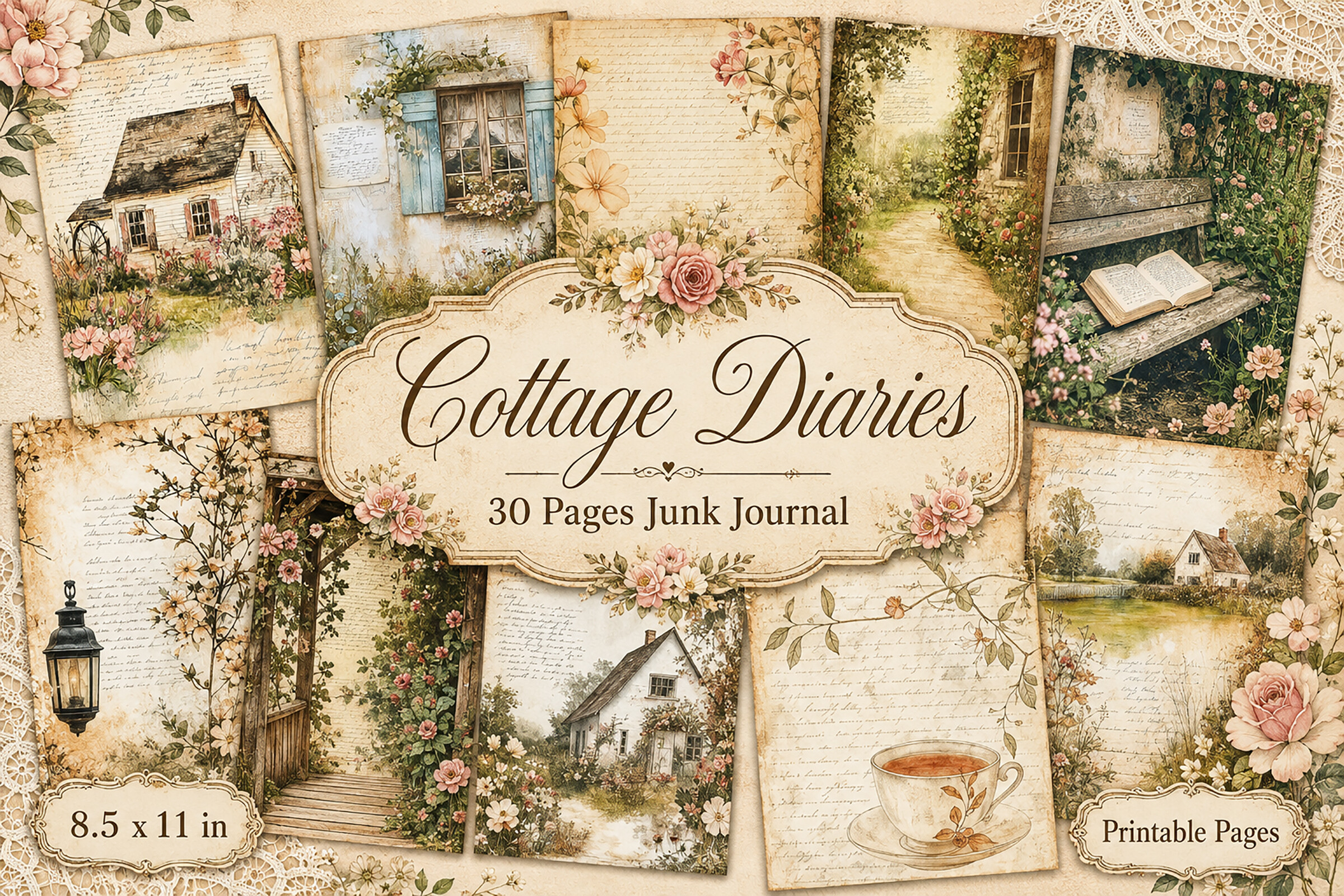 Cottage Garden Junk Journal Papers