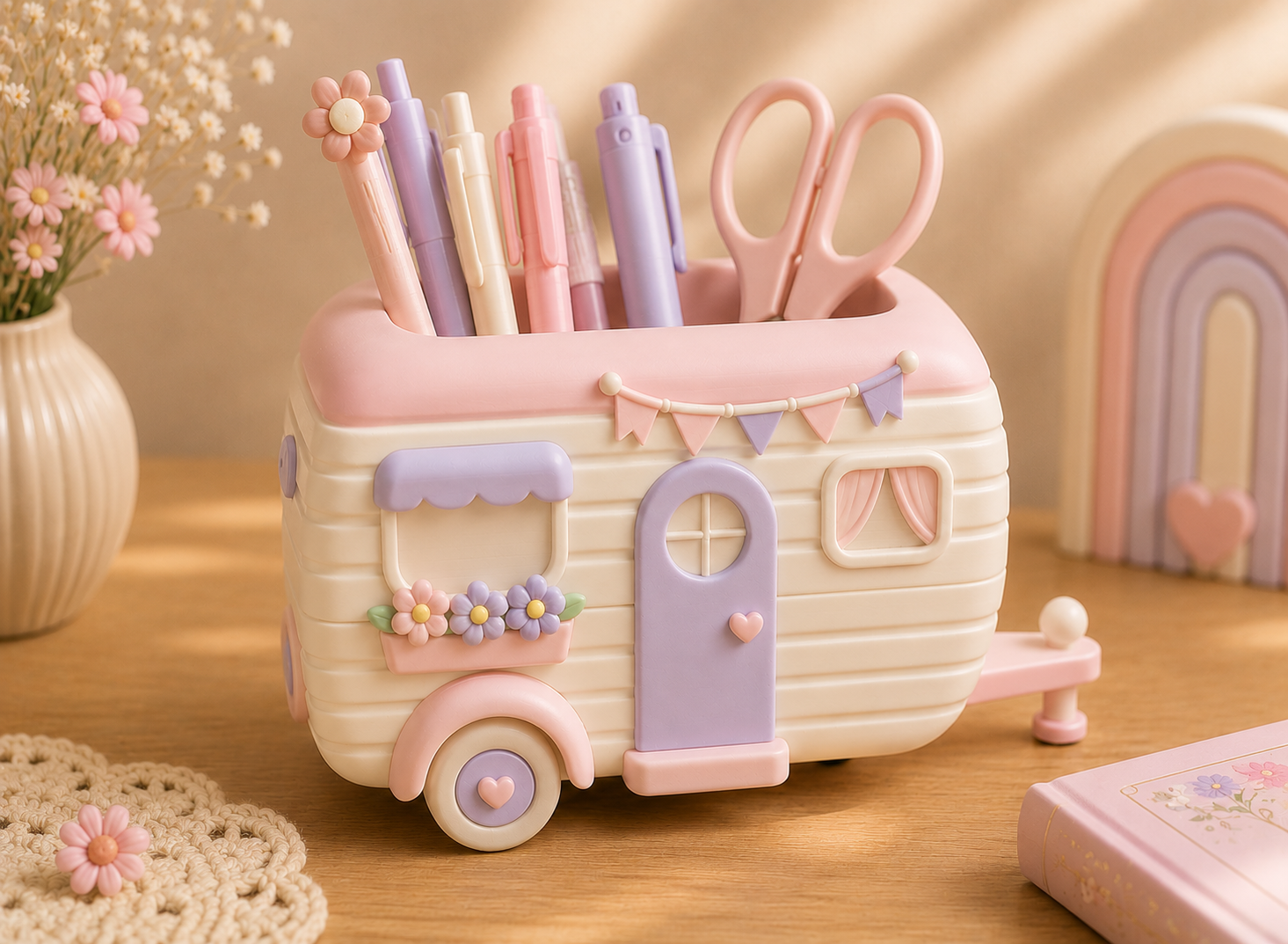 Cute Camper Desk Organizer STL | Kawaii 3D Print - Image 8