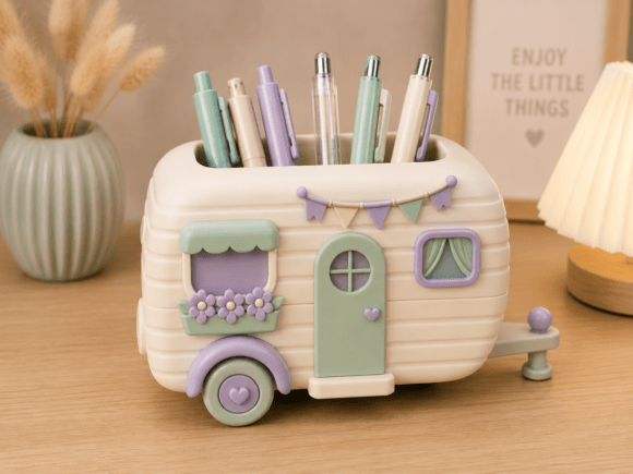 Cute Camper Desk Organizer STL | Kawaii 3D Print - Image 5