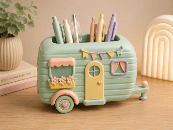 Cute Camper Desk Organizer STL | Kawaii 3D Print - Image 6