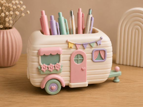 Cute Camper Desk Organizer STL | Kawaii 3D Print - Image 7