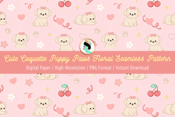 Cute Puppy Dog Coquette Seamless Pattern