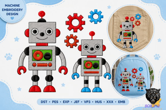 Cute Robot Embroidery Pattern