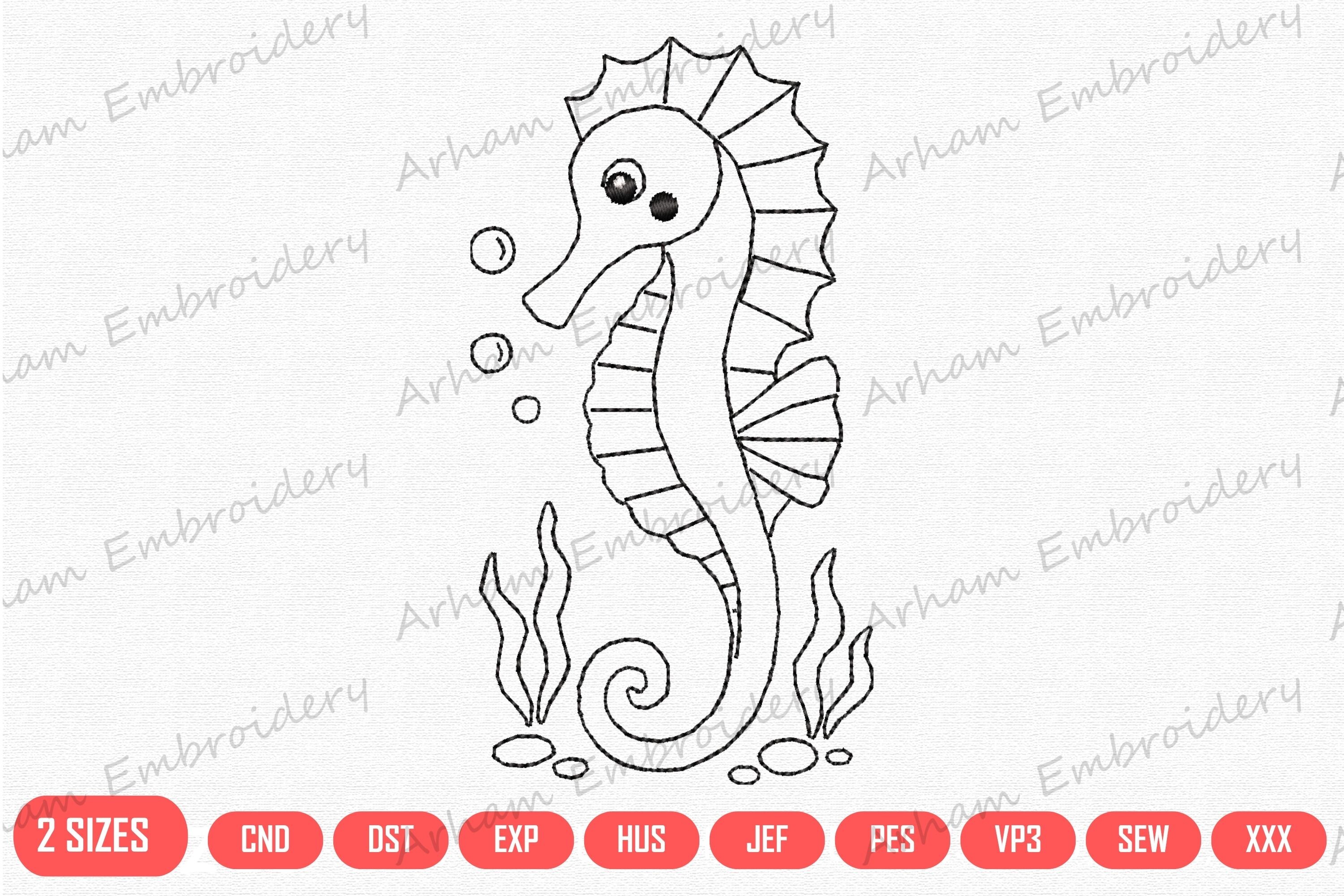 Cute Seahorse Line Art
