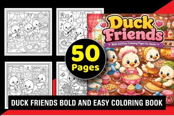 Duck Friends Bold Easy Coloring Book