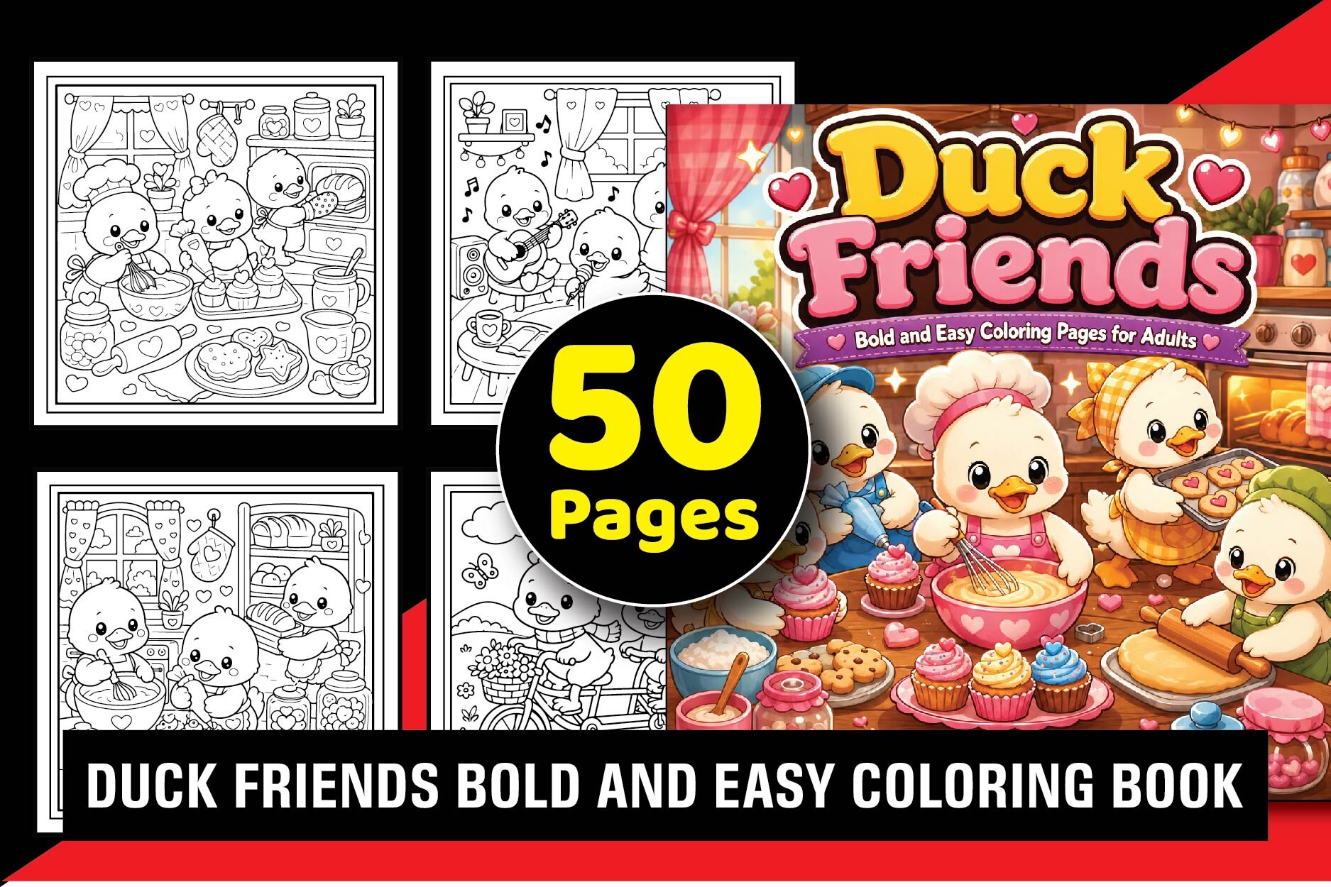 Duck Friends Bold Easy Coloring Book