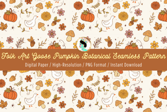 Fall Goose Cottagecore Seamless Pattern