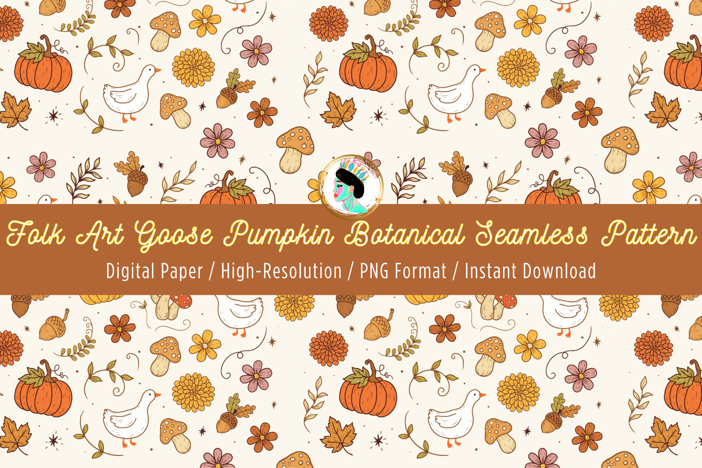 Fall Goose Cottagecore Seamless Pattern