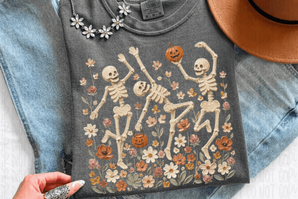 Floral Dancing Skeletons Hand Painted