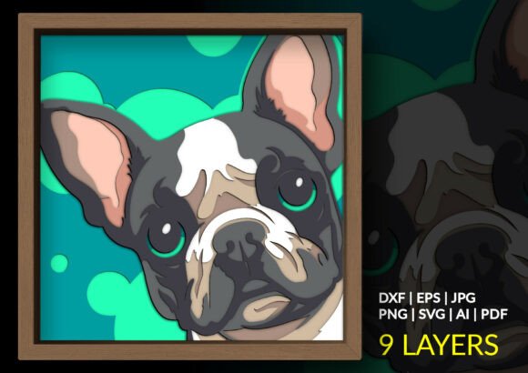French Bulldog 3D shadow box SVG