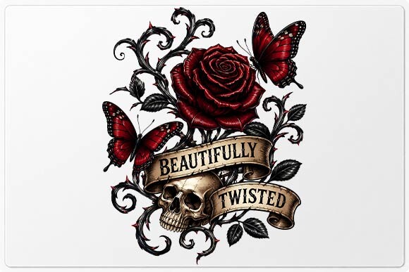 Gothic Rose Skull PNG