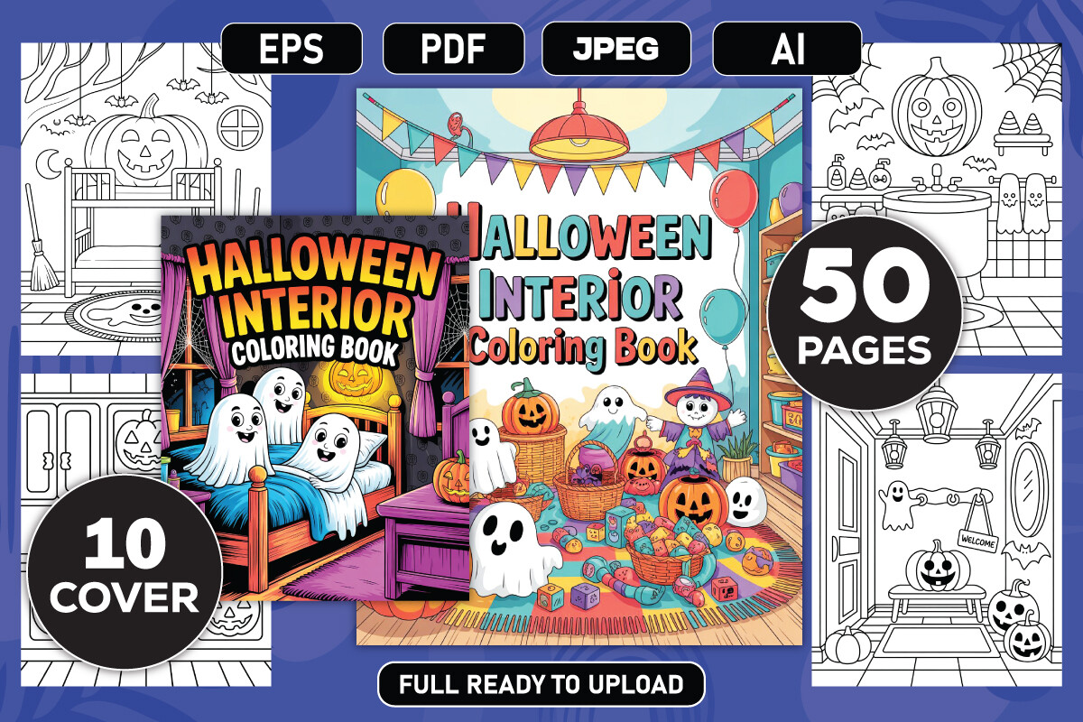 Halloween Interior Coloring Book Bundle