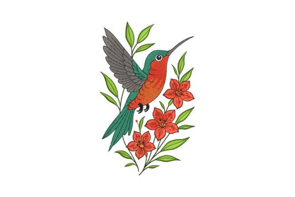 Hummingbird with Flower