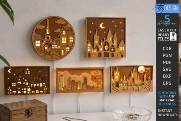 Night Light Wall Decor Laser Cut Bundle