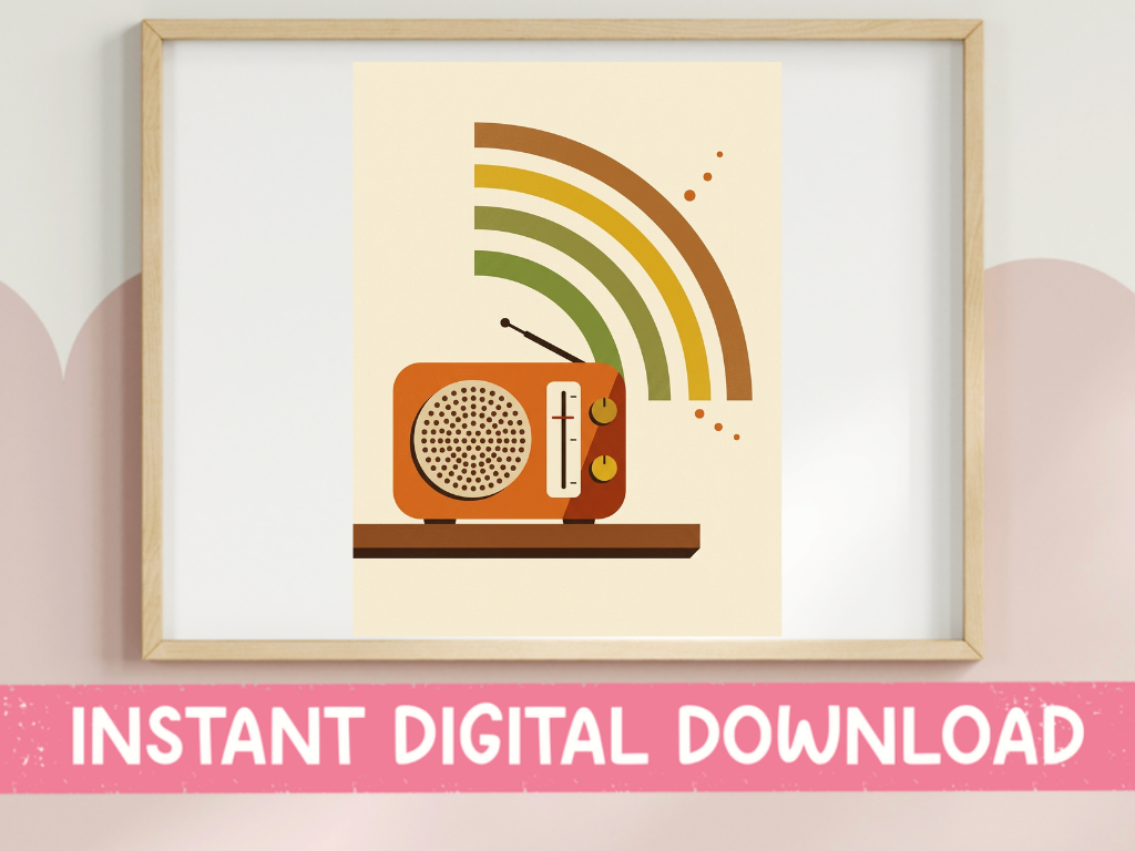 Retro Radio Rainbow Waves Print