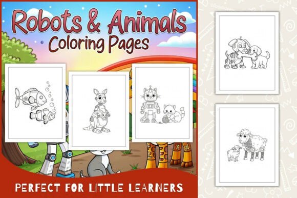 Robots & Animals Coloring Pages for Kids
