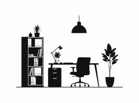 Silhouette of a Home Office Interior