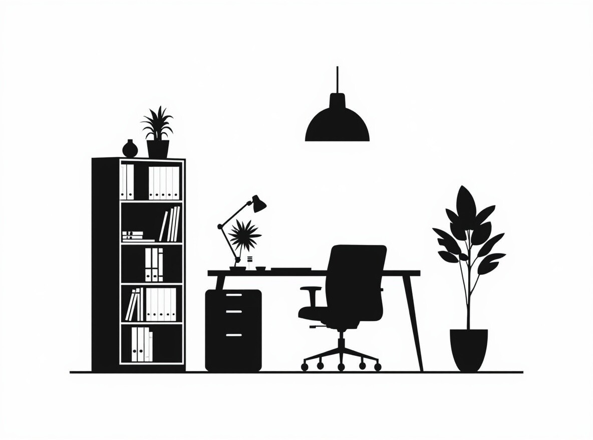 Silhouette of a Home Office Interior
