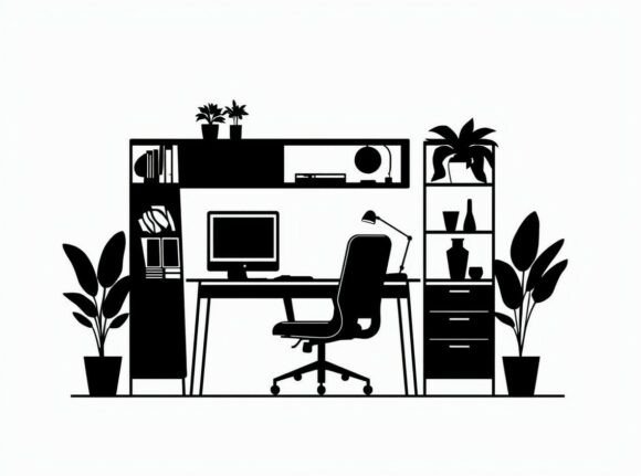 Silhouette of a Home Office Workspace