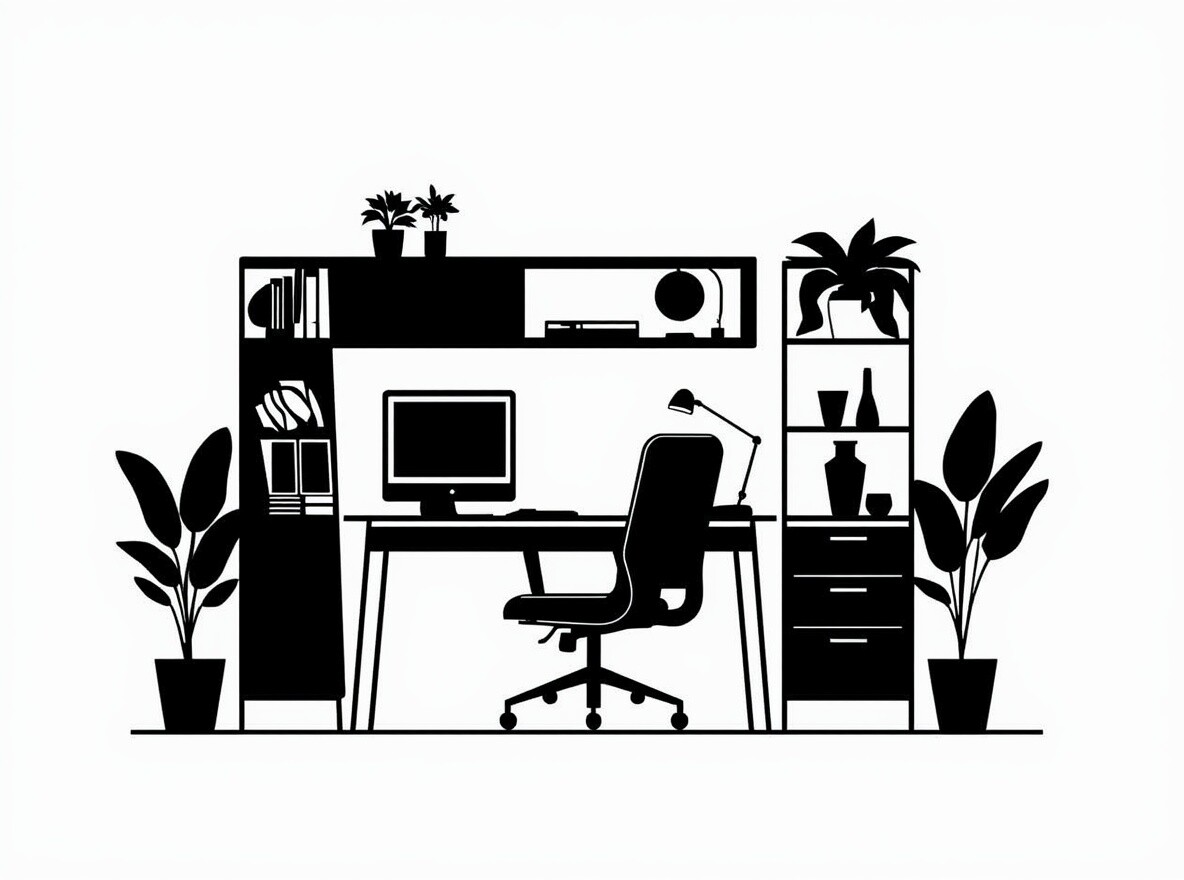 Silhouette of a Home Office Workspace