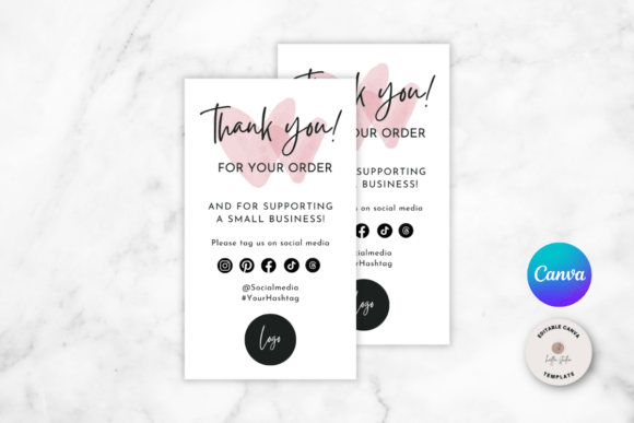 Thank You Card Pink Heart Template