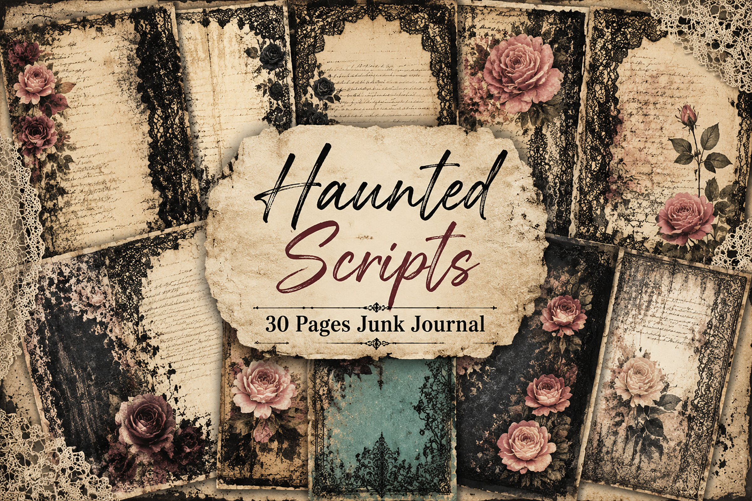 Victorian Gothic Rose Junk Journal Paper