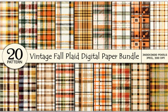 Vintage Fall Plaid Digital Paper Bundle