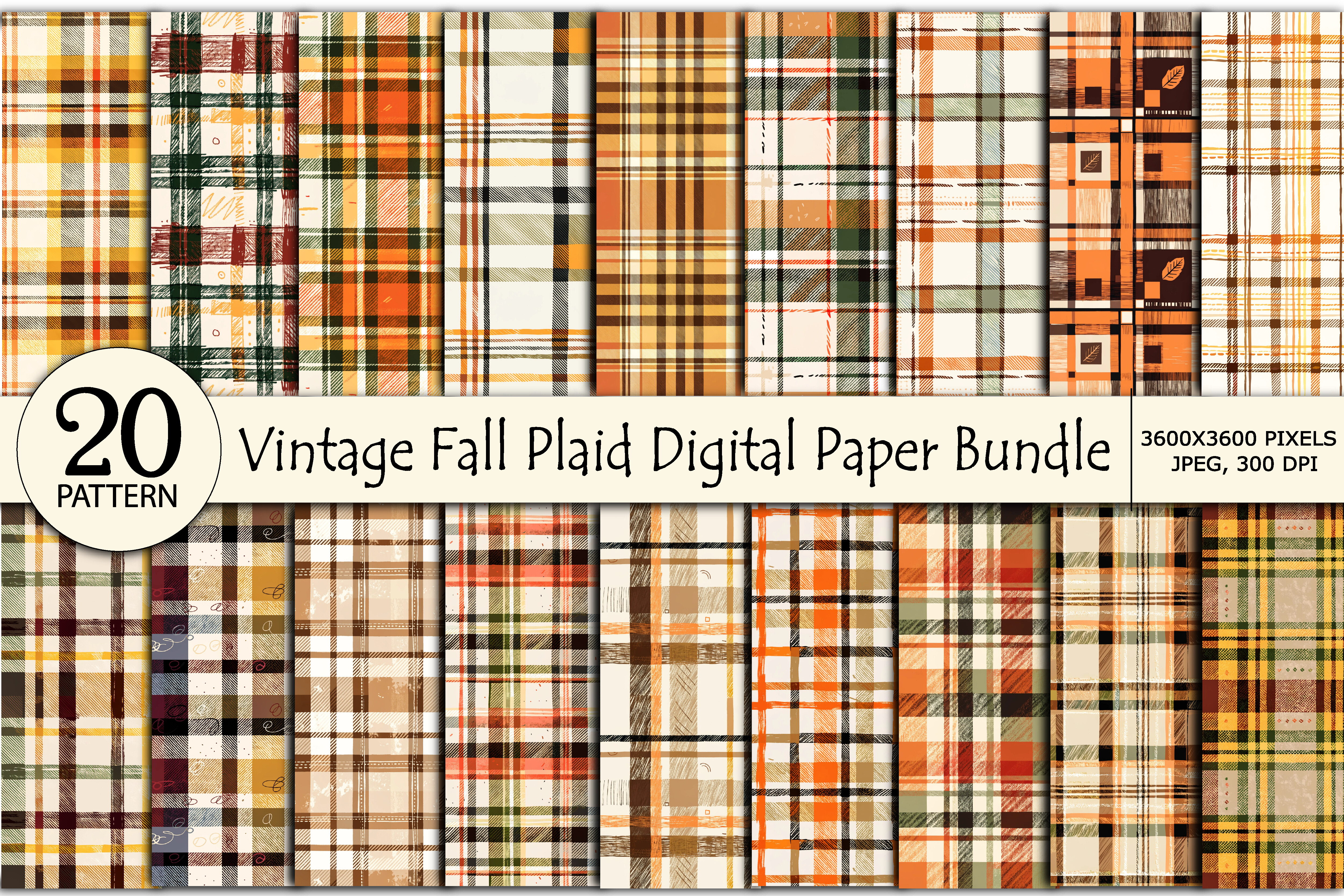 Vintage Fall Plaid Digital Paper Bundle