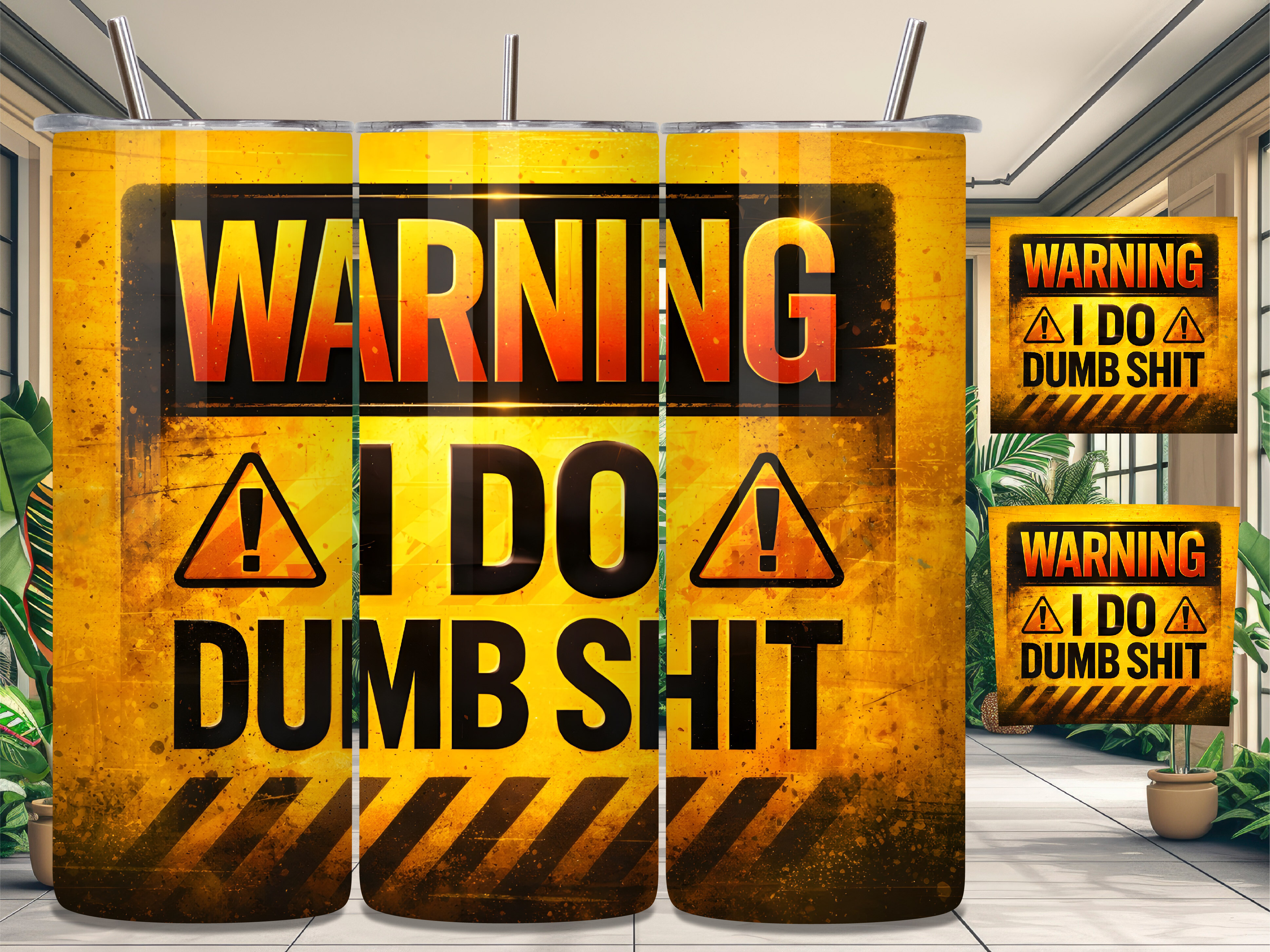 Warning I Do Dumb Shit Tumbler Wrap